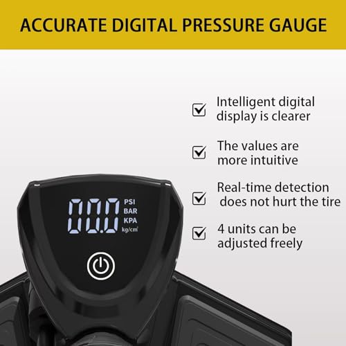 image for TOOLITIN Bike Pump with Precision Digital Pressure Gauge,Floor Bicycle