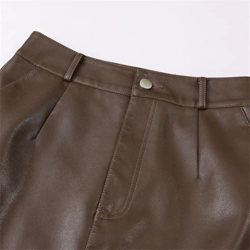 Rfmfkkg Women Pu Leather Bodycon Skirts Front Slit High Waist Long Straight Pocket Warm Pu Skirt3