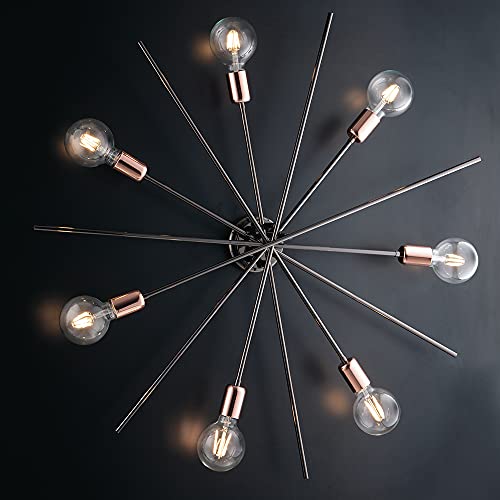 Plafonnier moderne 7 lumières chrome noir, lustre design d'exception bon-139