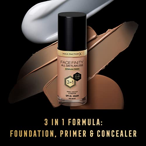 Max Factor Facefinity 3-in-1 All Day Flawless Liquid Foundation, SPF 20 - 55 Beige (Packaging May Vary) - Image 6