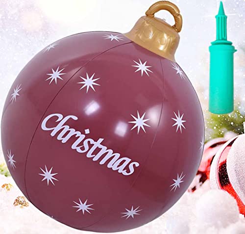WINOK Weihnachtsdekoration, 60,9 cm, aufblasbarer PVC-Ball, riesiger aufblasbarer Weihnachtsball mit Pumpe für Weihnachtsfeier, Urlaub, Outdoor, Innenhof, Dekoration (Weihnachten) Cover