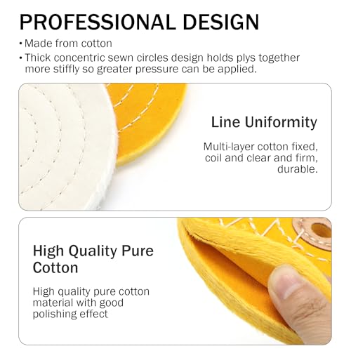 Image of SCOTTCHEN 8inch Buffing Polishing Wheels 5 /8 inch Arbor Hole,Soft /Fine /Medium for Bench Grinder-3PCS,with Buffing Polishing Cutting Compounds 7.4 Oz.Kit