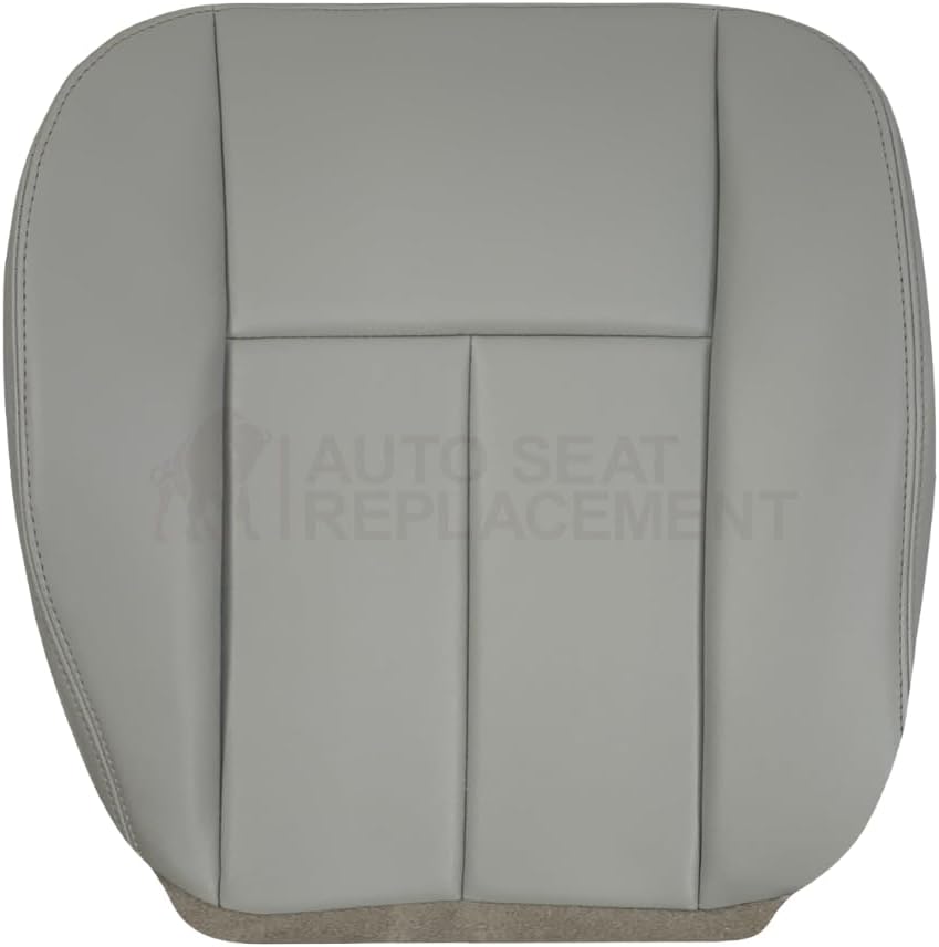Compatible with 2005 2006 2007 2008 2009 Chevy Trailblazer Driver Bottom Genuine Leather seat Cover in Light Gray (Synthetic Leather (Vinyl), Driver Bottom)