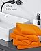 Cleanbear Washcloths Orange Face Cloths Set of 6 Large All Cotton Bathroom Wash Cloth - 13 by 13 Inches Highly Absorbent Face Towels for Fall Bathroom Decor Daily Use