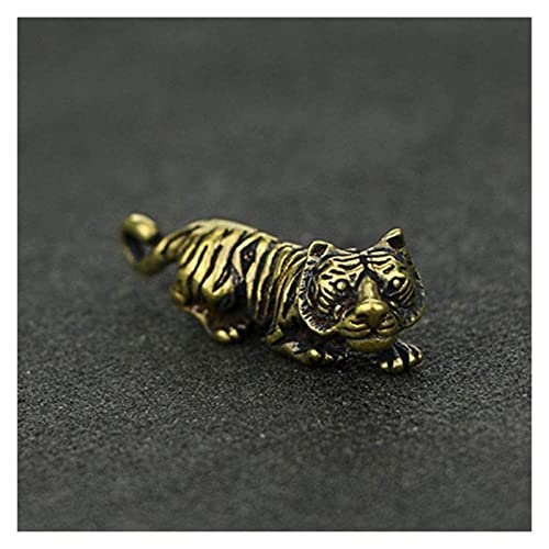 Statue tigre en laiton rétro : un objet d'art artisanal pour décoration de table raffinée