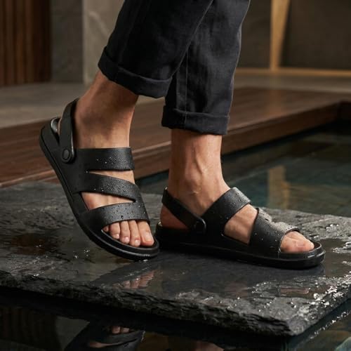 Image of NoStrain Men's Waterproof Sandals with Back Strap | Casual Floater Sandals for Man | Soft, Lightweight Slip On Slippers for Men | Comfortable Daily Wear