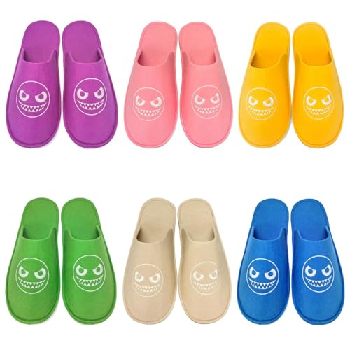 GURGER Chaussons Invités Lavable en Machine Antidérapant Motif Cartoon Pantoufles pour Maison Hôtel Spa Voyage, Lot Multi-Tailles et Multi-Couleurs, Lot de...