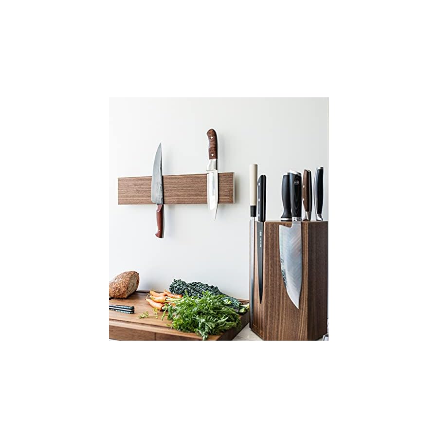 360KnifeBlock® MAX (walnut) ROTATING Magnetic Knife Block - MAX 12" tall with three large top slots SeriousEats/Food&Wine/ATK BEST Universal Knife Block - handmade in Washington