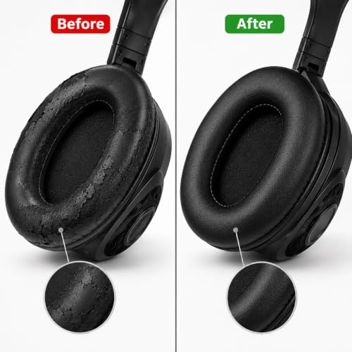 Image of Replacement Earpads for Boat Rockerz 550 / Immortal IM 700 / IM1000D / IM 1300 Headphones | Soft Memory Foam Cushions with Protein Leather - Black (1 Pair)