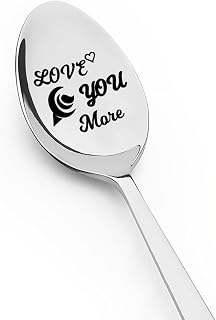 Girlfriend Boyfriend Anniversary Wedding Gifts for Husband Wife Birthday Gift for Tea Lovers Gifts for Mom Grandma Mothers Gift for Coffee Lovers Love You More Spoon for Dad Grandpa Father's Day Gifts