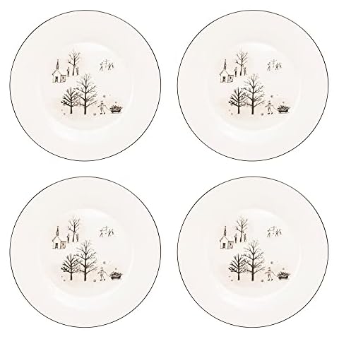 Gracie Bone China Black Winter Wonderland - Juego de 4 platos de postre/ensalada de 7.5 pulgadas Cover