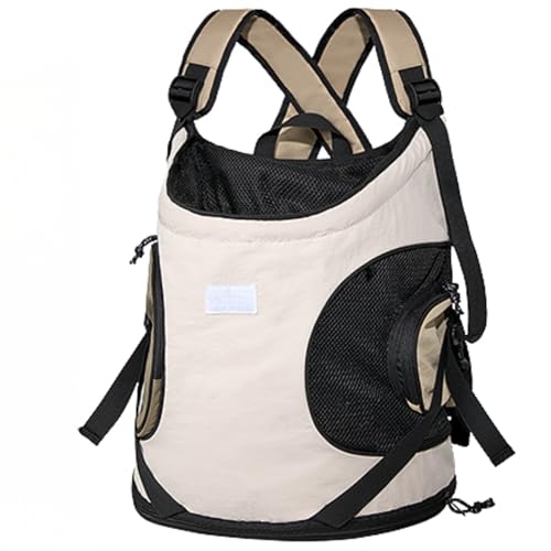 Jshigogo ペットのバックパック ポータブルバックパック 丈夫 底板付き 耐久性 通気性 前向き持ち運び 軽量 スタイリッシュ シンプル ペットが治療や遊びに出かけるための (ベージュ)
