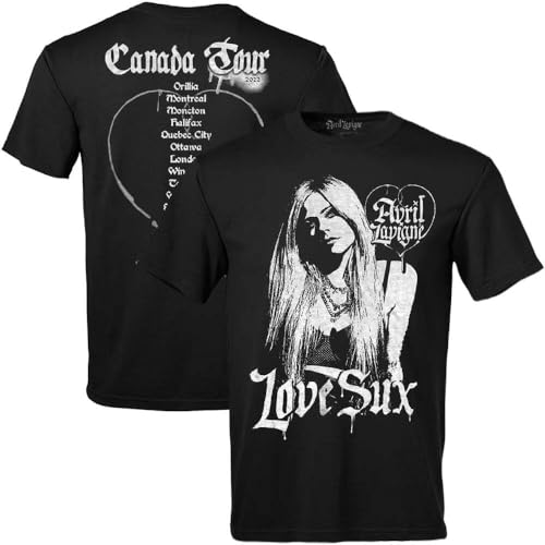 T-shirt Avril Lavigne Love Sux noir imprimé merch rock pour homme et femme
