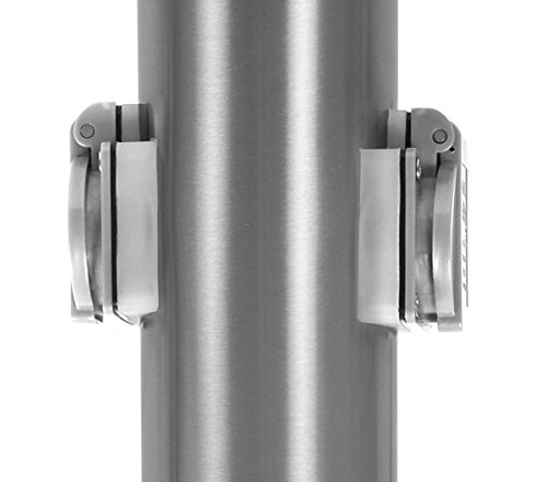 Jardinion Columna de enchufes con 2 tomas, acero inoxidable, antioxidante, alimentación, jardín, exterior Columna de energía plateada de 7,6 x 11,8 x 30 cm