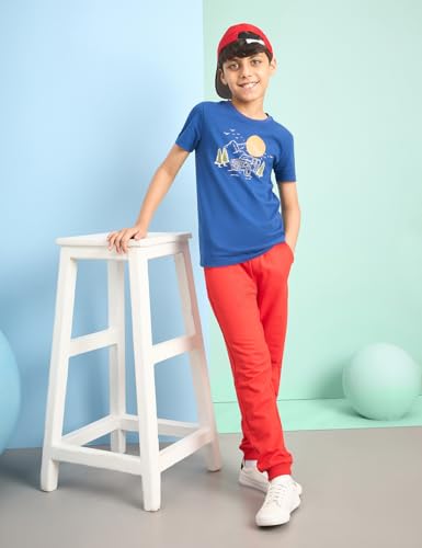Image of Amazon Brand - Symbol Boys 100% Cotton Graphic Printed Half Sleeves T-Shirt | Age 6-14 Years (Available in Combo Pack of 3 and 5)