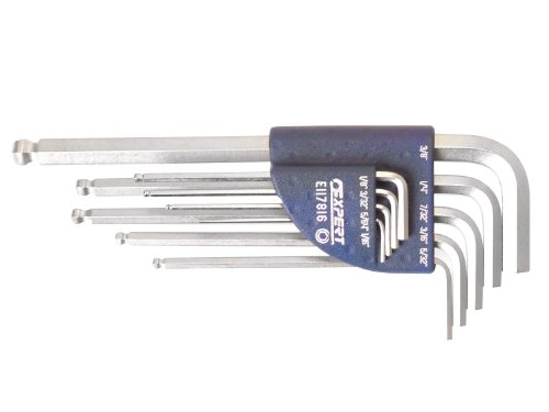 EXPERT E117816 - Juego de 9 llaves macho cabeza esferica en soporte de plástico - pulgadas