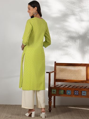 Image of Libas Womens Printed Cotton Straight Kurta for Women Suit
