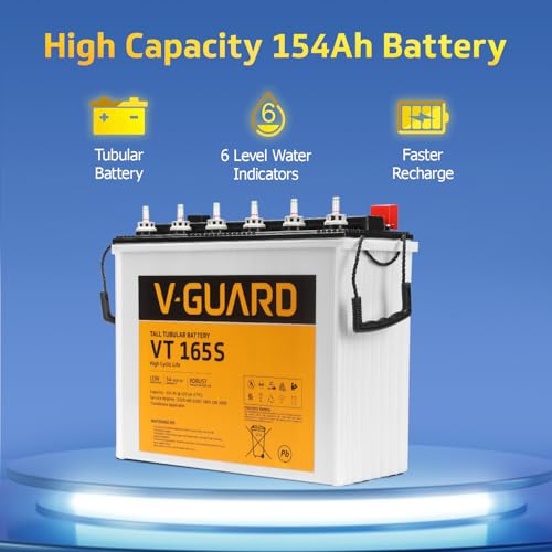 Image of V - Guard Smart Inverter & Battery Combo (Smart Pro 1200 S Solar Inverter, VT 165S (154 Ah Tall Tubular Battery)) for Home, Office & Shops