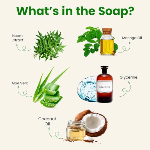 Image of Herbal Handmade Bathing Soap 100gm (1 Piece) | Neem Soap for Deep Cleansing | Removes Dirt & Impurities | No Mineral Oils | Suitable for All Skin Types