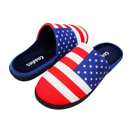 Coddies USA Flag Slippers | Patriotic American House Shoes | Funny Novelty Gift for Men, Women & Kids | US Slippers | Great Present for The Whole Family