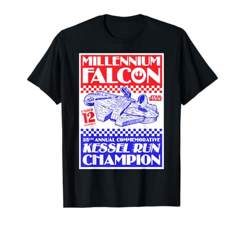 T-shirt Star Wars Falcon Kessel Run poster tricolore vêtement geek coton