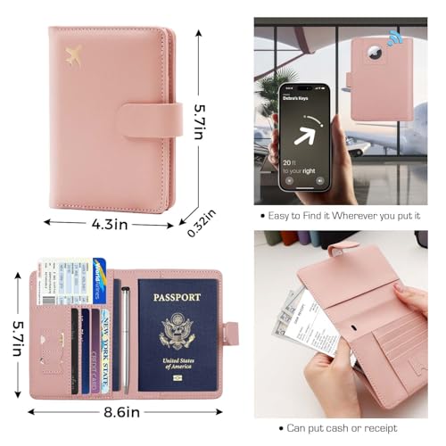 Image of Melsbrinna Premium Leather Passport Holder Covers Case, Waterproof Rfid Blocking Travel Wallet Passport Holder with Pen Holder, Cute Passport Book for Women /Men