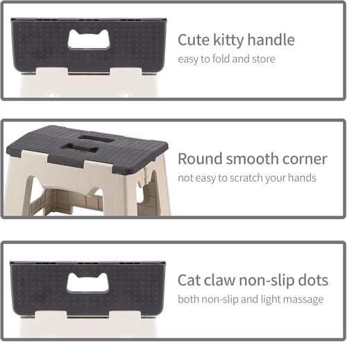 Image of Camping Stool, Portable Folding Stool with Carry Bag, 12in Portable Folding Chair 1.6Lbs Collapsible Camp Stool Outdoor Footstool for Travel Walking Hiking Fishing Picnic Barbecue (Grey)