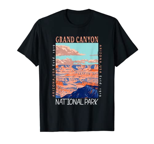 Grand Canyon National Park Arizona envelhecido vintage t-shirt, Preto