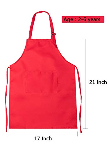 Satinior 8 Set Kids Apron And Chef Hat Set Kids Apron With 2 Pockets Adjustable For Boys Girl's Cooking Baking Painting (Multi-Color,S For 2-6 Age) #TOP1