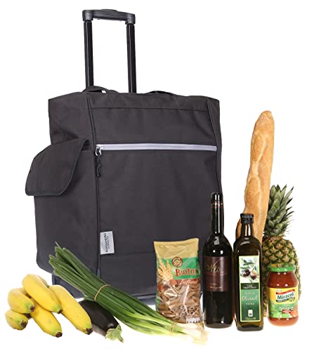 Einkaufstrolley Wheel Trolley Shopping Damentasche Einkaufsroller Korb Shopper + Thermo Tasche (12895 Black Uni) – Bild 4