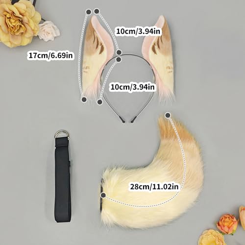 Bandeau oreilles d'animaux en polyester et queue en fourrure