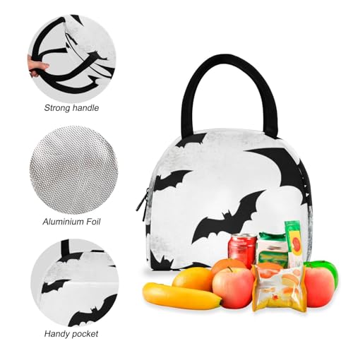 Backpack Lunch Bag Set Bats Shadow Print, Big Storage Travel Backpacks with Insulated Lunch Box for Office Hiking Picnic4