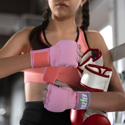 POZTEV Boxing Hand Wraps for Men & Women - Boxing Quick Wraps Inner Gloves Kickboxing Handwraps for Boxing Gloves Gear KnuckleSupport Elastic Wrist Straps for Training MMA Shadowboxing (Pink S/M)