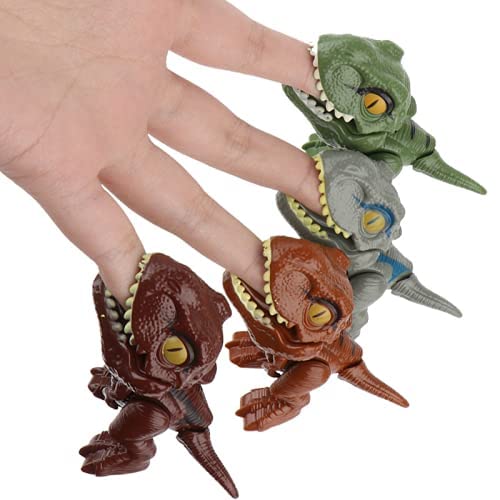 LotCow Lot de 4 jouets interactifs fantaisie en forme de dinosaure jurassique - Idéal pour les fêtes d'enfants, les récompenses de boîte au trésor, les sacs à friandises, les jeux en famille Cover