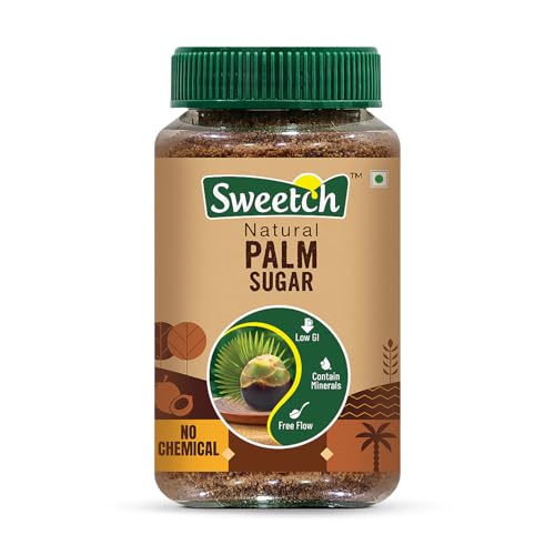 Image of Sweetch Natural Palm Sugar 350 gm Jar Natural Healthy Replacement for Sugar, Contain Minerals, Low GI, No Chemical & Free Flow | For Baking & Cooking (Pack of 2)