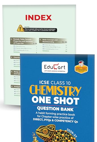 Image of Educart ICSE Class 10 One Shot Question Bank 2027 (Set of 8 Books) | Physics, Chemistry, Maths, Biology, English 1 & 2, Geography, History & Civics | 2026-27 Exam