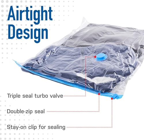 Image of MART Vacuum Storage Bags for Clothes with Hand Pump - 5-Pack Space Saver Bags for Travel & Home - Self-Compression Organizer for Blankets, Comforters, Jackets & Sweaters