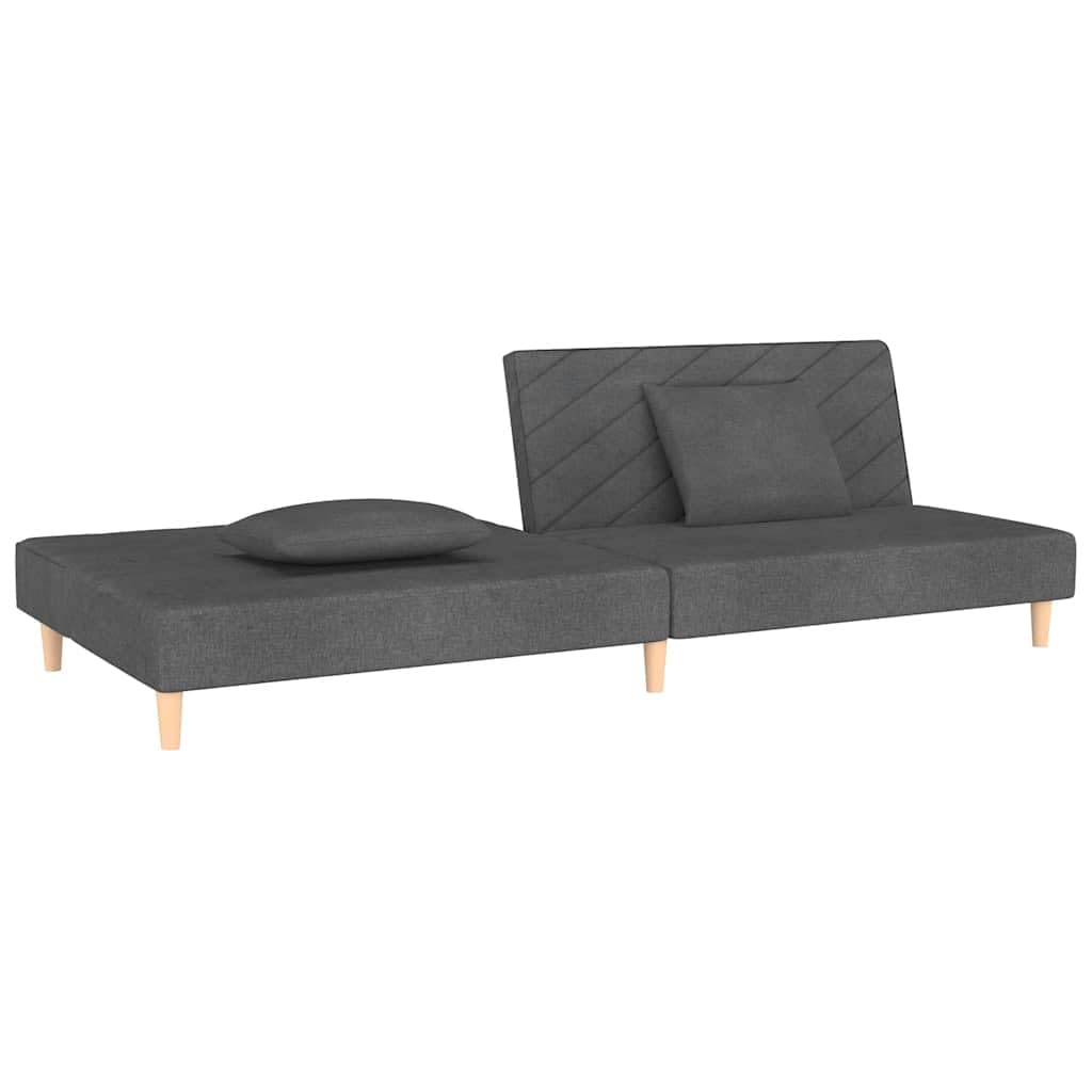 Sofa z funkcją spania 2-osobowa z 2 poduszkami, ciemnoszary, materiał, 200 x 84,5 x 69 cm, z miejscem do przechowywania, oparciem, podłokietnikami, idealna do salonu, pokoju gościnnego, małych