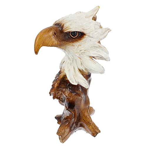 IMIKEYA Cabeça de Águia Careca Busto Estátua Vintage Eagle Head Resina Estátua Simulação Madeira Bas