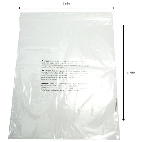8 x 10 Self Sealing Clear Poly Bags Suffocation Warning Bags - 1.5mil - 100, 500, or 1000 Bags (1000 Bags) Cover