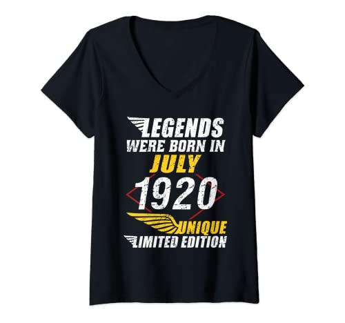 Mujer Cumpleaños Julio 1920 Edición Limitada Regalo Legend July Camiseta Cuello V