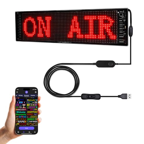 Image of Programmable ON AIR LED Sign, Scrolling LED Sign,Bluetooth APP,DIY Design Animations,Text, Graffiti,Colour (15''x4'')