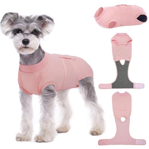 Kuoser Dog Surgery Suit Female Spay, Dog Recovery Suit Male Neuter, Pet Clothes Onesie for Surgery Anti Licking Abdominal Wounds Puppy Surgical Recovery Bodysuit Shirt, Substitute E-Collar &