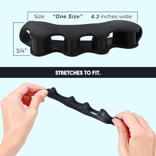 Image of Bunion Corrector Silicone Toe Separators For Fast Pain Relief - Orthopedic Bunion Spacers Spreader Free Size (Black AFT)
