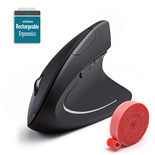 Rechargeable Ergonomic Mouse, Vertical Wireless Mouse with 2.4G USB Receiver 3 Adjustable DPI
