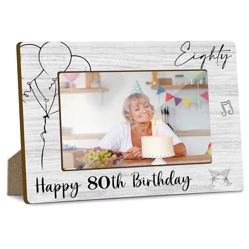 Jdgbo Balloon 80th Birthday Picture Frame, 80th Birthday Gifts for Women Men Her His, Grandma Grandpa 80 Years Old Gifts, Eighty Birthday Photo Frame Keepsake, Home Office Desktop Decoration -bir002