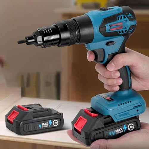 Juego de pistola de tuerca remache inalámbrica, herramienta de instalación portátil alimentada por pilas, modos automático y manual, herramienta de montaje eléctrica para inserción de remaches