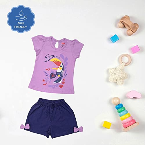 Image of LuvLap Baby Girls Regular Fit 100% Cotton Half Sleeves Girls Top CoSet Pack of 3