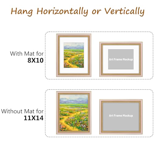 Image of Golden State Art,11x14 Ornate Picture Frame Holds 8x10 Photo,Purple Gold | Includes real glass front,white mat,build-in hangers and buttons.Displays 8x10 photo on wall