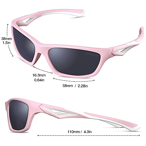 Deafrain Girls Sunglasses For Kids Polarized Child Toddler Sport Uv400 Pink Little Rubber Sun Glasses Age 3-7 Year #TOP1